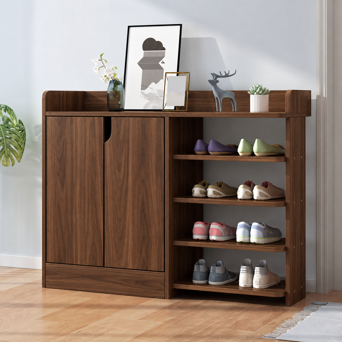 جزامة مودرن بضلفتين وأرفف مفتوحة – Woodco