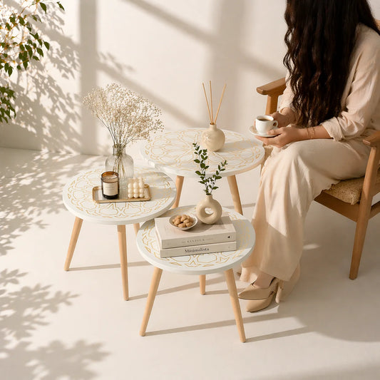 ✨ طقم ترابيزات متداخلة بتصميم أرابيسك مودرن