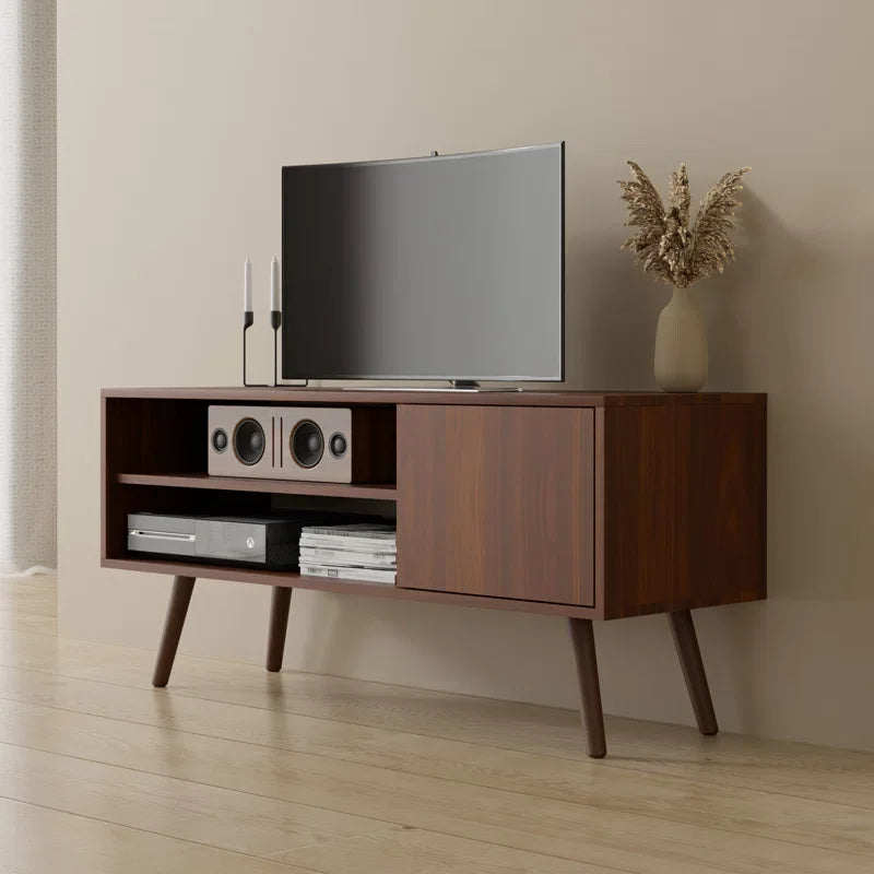 وحدة تلفزيون مودرن MDF – تصميم أنيق بأرجل خشبية