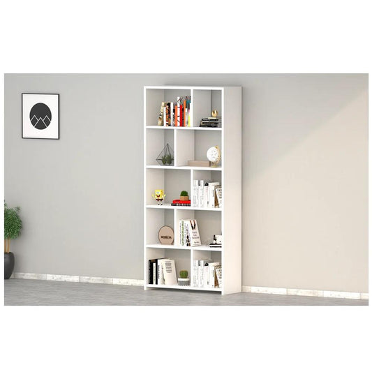 Modern Wooden Bookcase – Open Storage Bookshelf – white