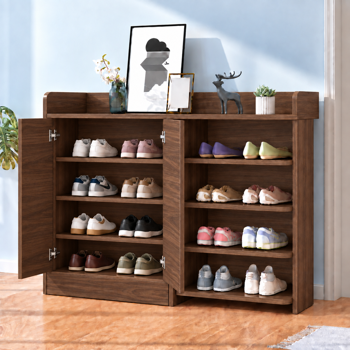 جزامة مودرن بضلفتين وأرفف مفتوحة – Woodco